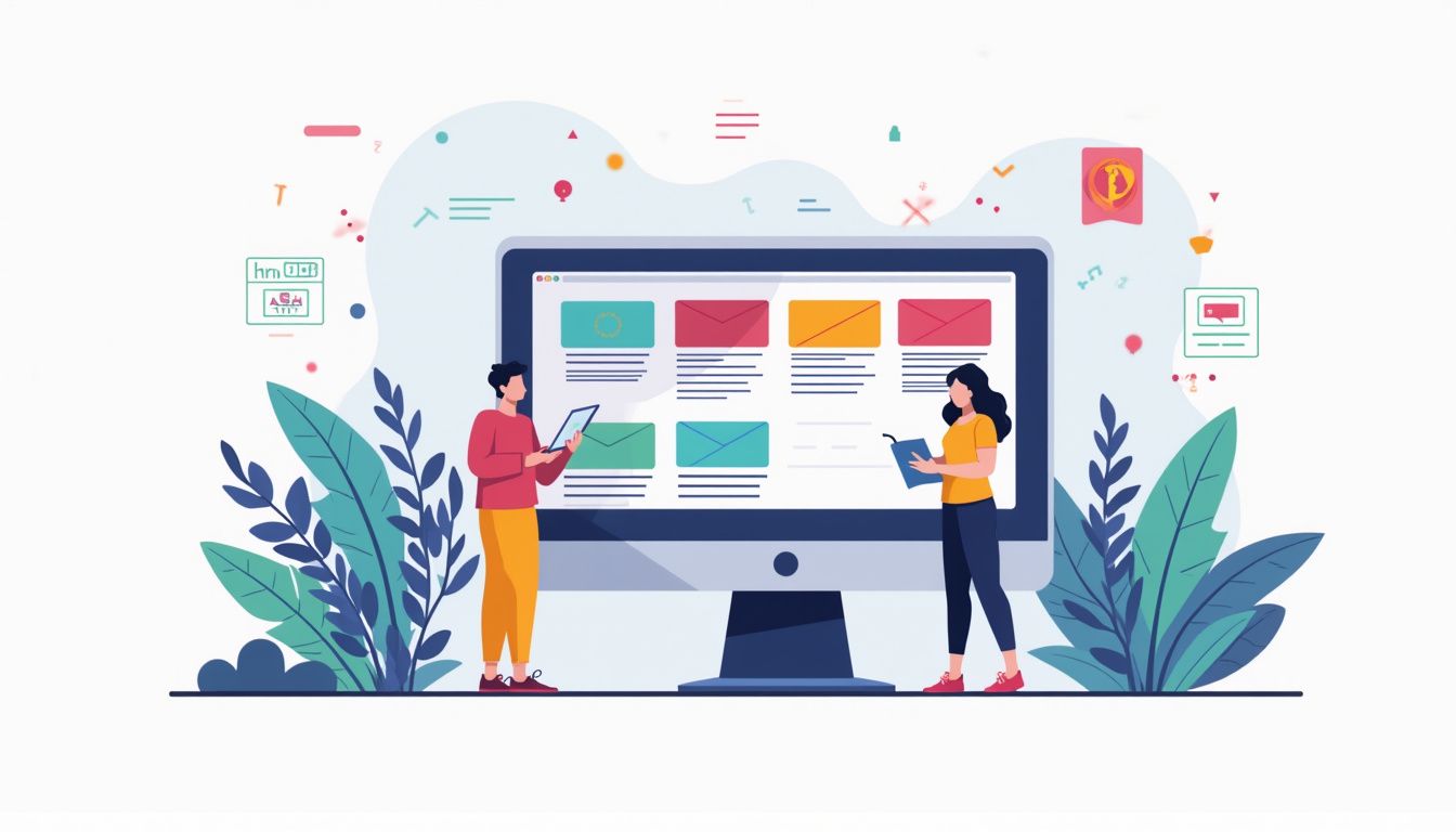 Flat vector illustration of a modern online learning platform interface.